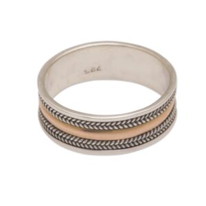 NOVICA No Stone Yellow Gold & Sterling Band Ring 'Way of Gold'