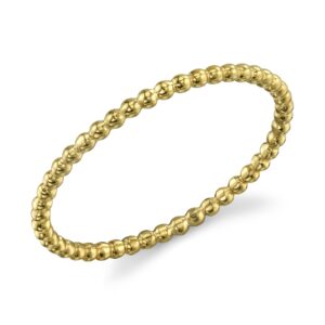 10k Dainty Yellow Gold Ball Chain Beaded Eternity Thin Band Size 8