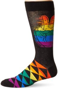 k. bell socks men's pop culture novelty crew socks, pride (black), shoe size: 6.5-12