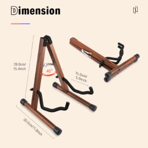 Donner Wood Guitar Stand, Acoustic Electric Wooden Guitar Floor Stand, A Frame Folding Guitar Holder Adjustable for Bass, Cello, Mandolin, Banjo, Ukulele