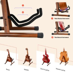 Donner Wood Guitar Stand, Acoustic Electric Wooden Guitar Floor Stand, A Frame Folding Guitar Holder Adjustable for Bass, Cello, Mandolin, Banjo, Ukulele