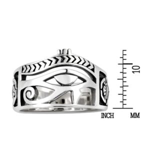 AeraVida Egyptian Eye of Horus Ankh Cross .925 Sterling Silver Ring | Classic Wedding Rings For Women | Gothic Comfort Fit Silver Rings for Women (6)