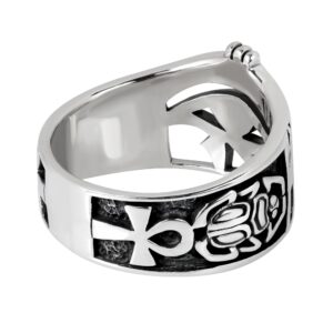 AeraVida Egyptian Eye of Horus Ankh Cross .925 Sterling Silver Ring | Classic Wedding Rings For Women | Gothic Comfort Fit Silver Rings for Women (6)