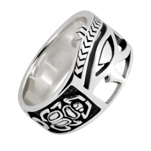 AeraVida Egyptian Eye of Horus Ankh Cross .925 Sterling Silver Ring | Classic Wedding Rings For Women | Gothic Comfort Fit Silver Rings for Women (6)