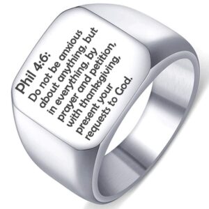 bible verse philippians 4:6 womens stainless steel religious christian wedding ring band