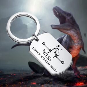 Gzrlyf T-rex Keychain I Love You Thiiiiis Much Funny Dinosaur Gifts for Couples Parents Dinosaur Lover (I love you thiiiiis much)