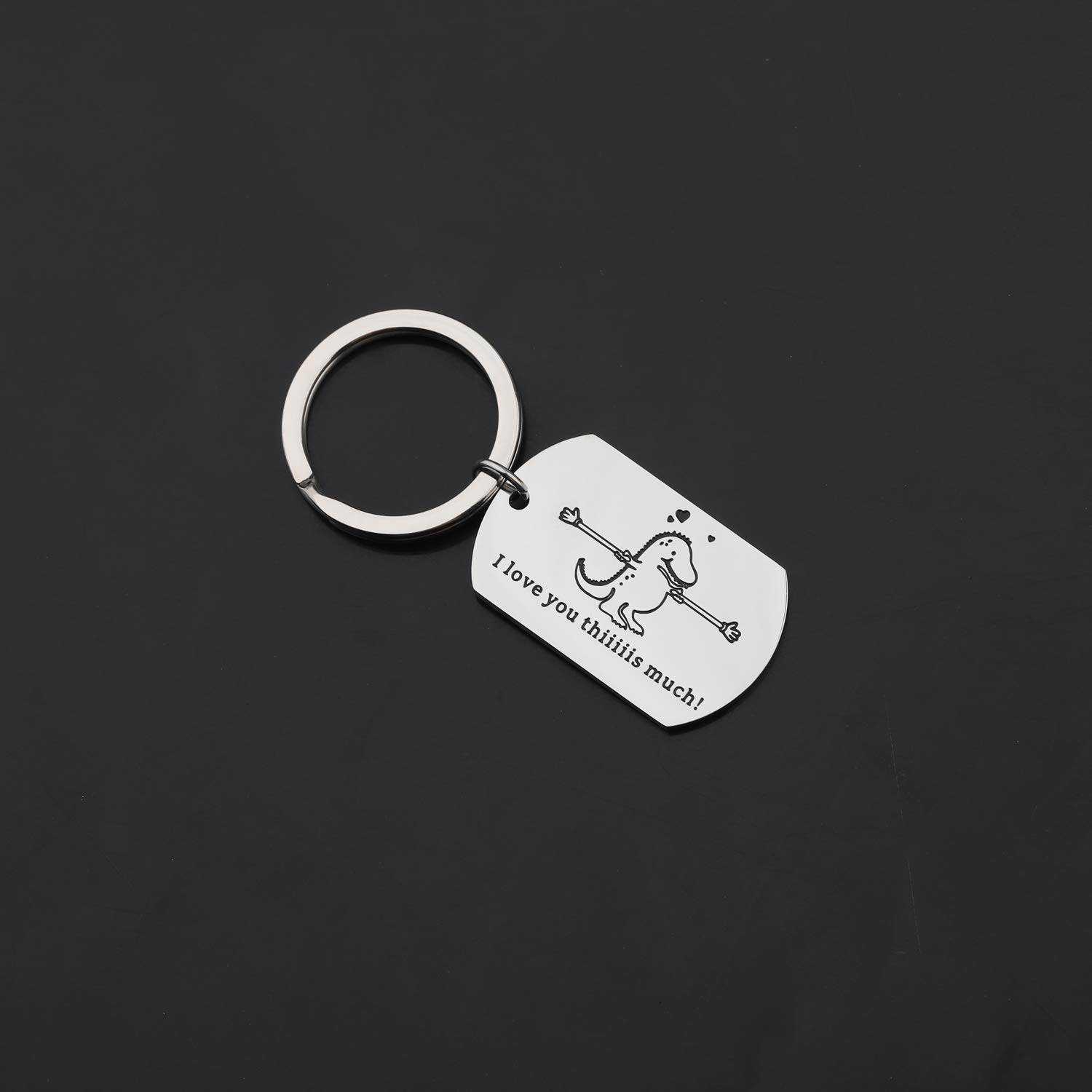 Gzrlyf T-rex Keychain I Love You Thiiiiis Much Funny Dinosaur Gifts for Couples Parents Dinosaur Lover (I love you thiiiiis much)