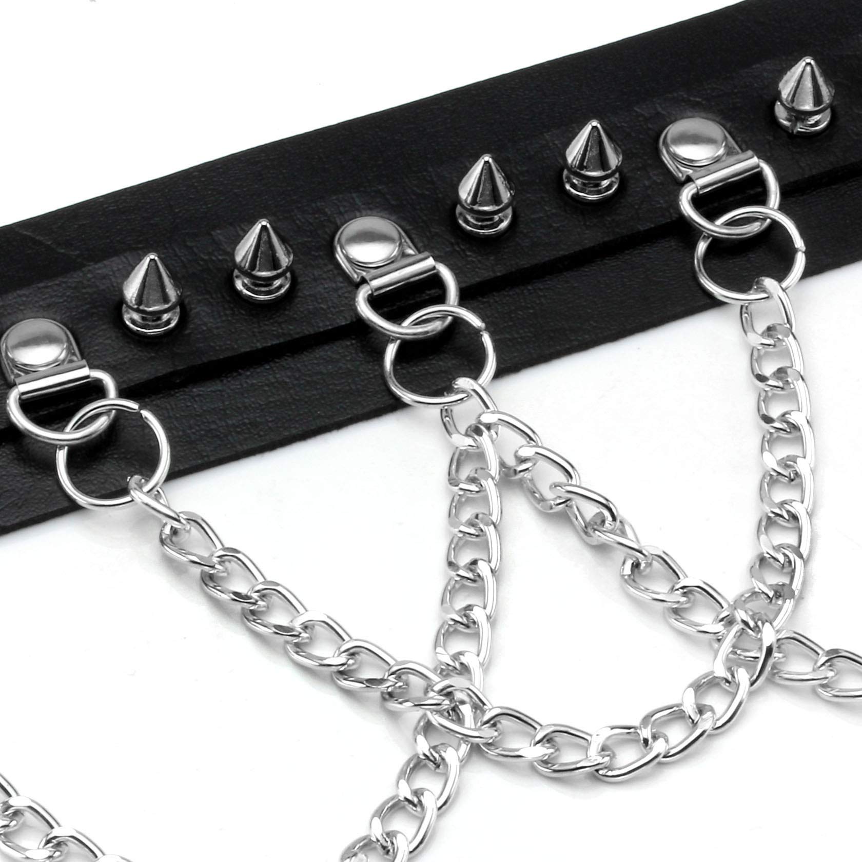 MILAKOO Cool Rivet Spike Studed PU Leather Choker necklace Alloy Chain for Goth Punk Rocker