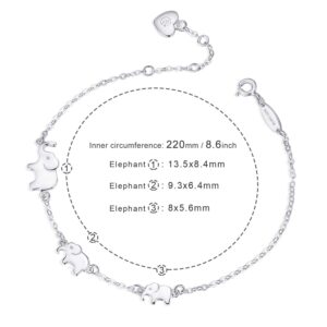 BlingGem 3 Elephants Bracelet for Women 3 Generation 925 Sterling Silver Bracelet for Women Mother Daughter Bracelets Animal Jewelry Birthday Mother's Day Gifts for Women Mom Daughter Sister Family