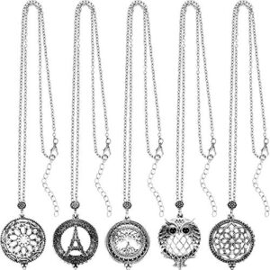 10 Pieces Magnifying Glass Long Necklace with Reading Magnifying Glass Pendant (Antique Silver)