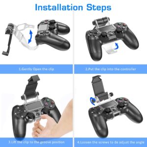 OIVO PS4 Controller Phone Mount Clip for Rmote Play, Mobile Gaming Clamp Bracket Phone Holder with Adjustable Stand Compatible with Dualshock 4 /PS4 Slim/PS4 Pro Controllers