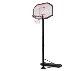 gymax basketball hoop, 6.5-10ft height adjustable basketball system with 3’’ thick tube, shatterproof backboard, 2 wheels, all weather portable basketball goal for kids teens adult, indoor outdoor gym