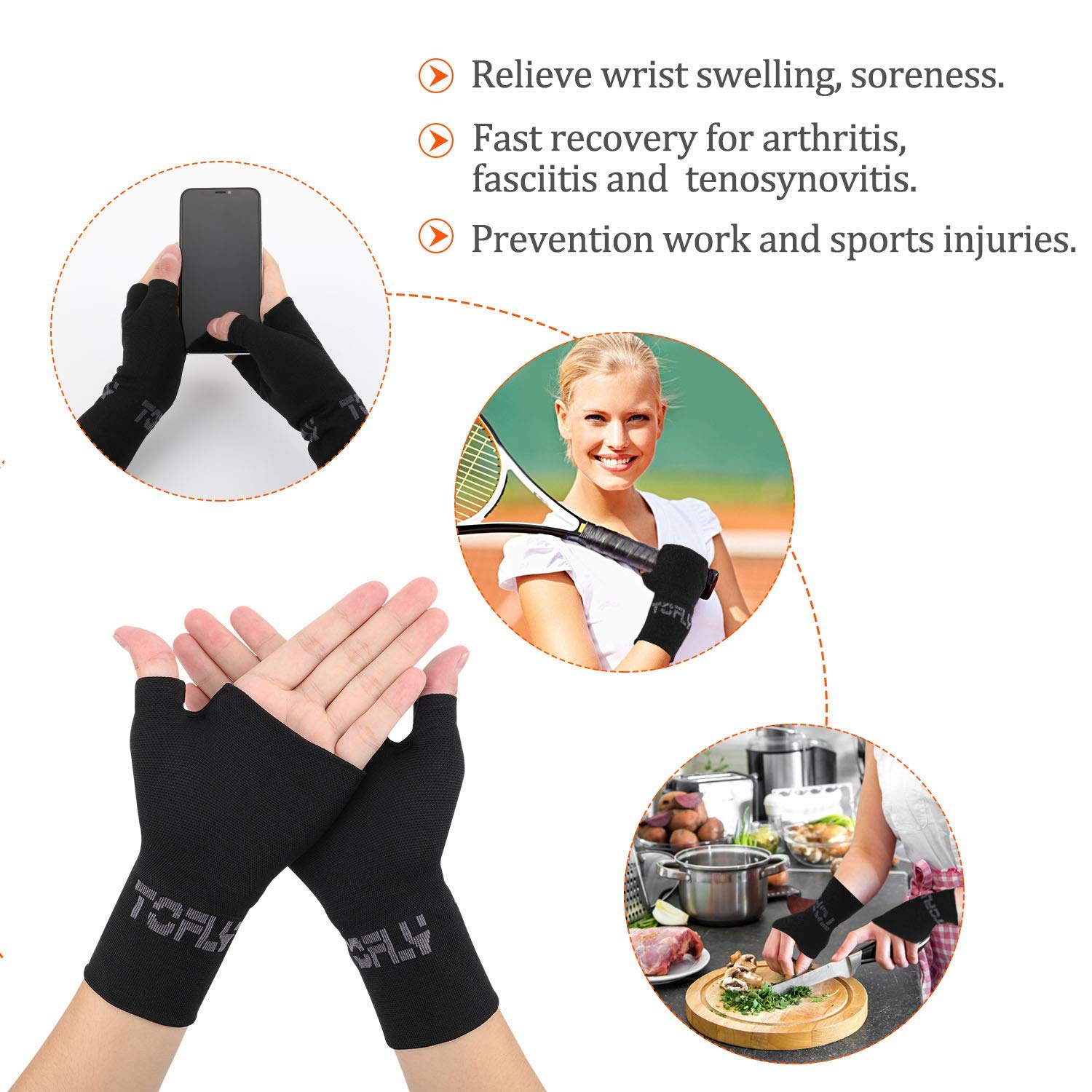 Thumb and Wrist Support for Joint Pain, Tendonitis, Sprain, Hand Instability, Compression Wrist Sleeves with Thumb Support