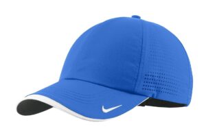 nike authentic dri-fit low profile swoosh embroidered perforated baseball cap (blue sapphire, one size)