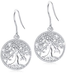 tree-of-life-dangle-earrings for women, s925 sterling silver fashion drop hook jewelry gift