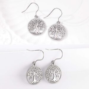 Tree-of-Life-Dangle-Earrings for Women, S925 Sterling Silver Fashion Drop Hook Jewelry Gift