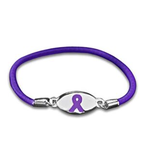 10 Pack Purple Ribbon Stretch Bracelets - 10 Bracelets in a Bag