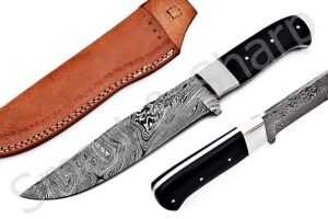 smart & sharp custom handmade damascus steel hunting knife/skinning knife aa-17244 and 17245 (black micarta)