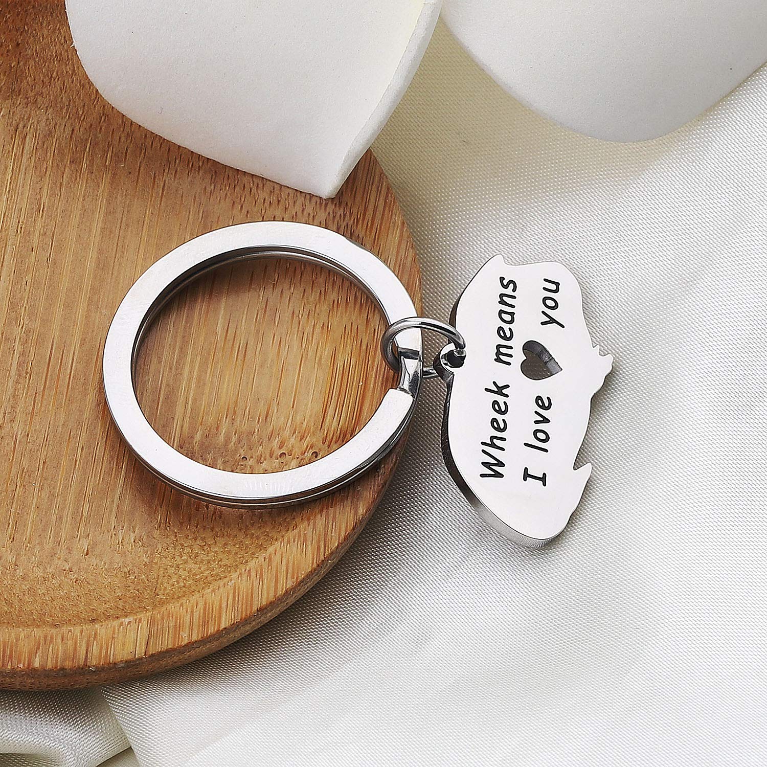 bobauna Guinea Pig Lover Gift Wheek Means I Love You Keychain Guinea Pig Jewelry Animal Lover Gift (Wheek Means I Love You)