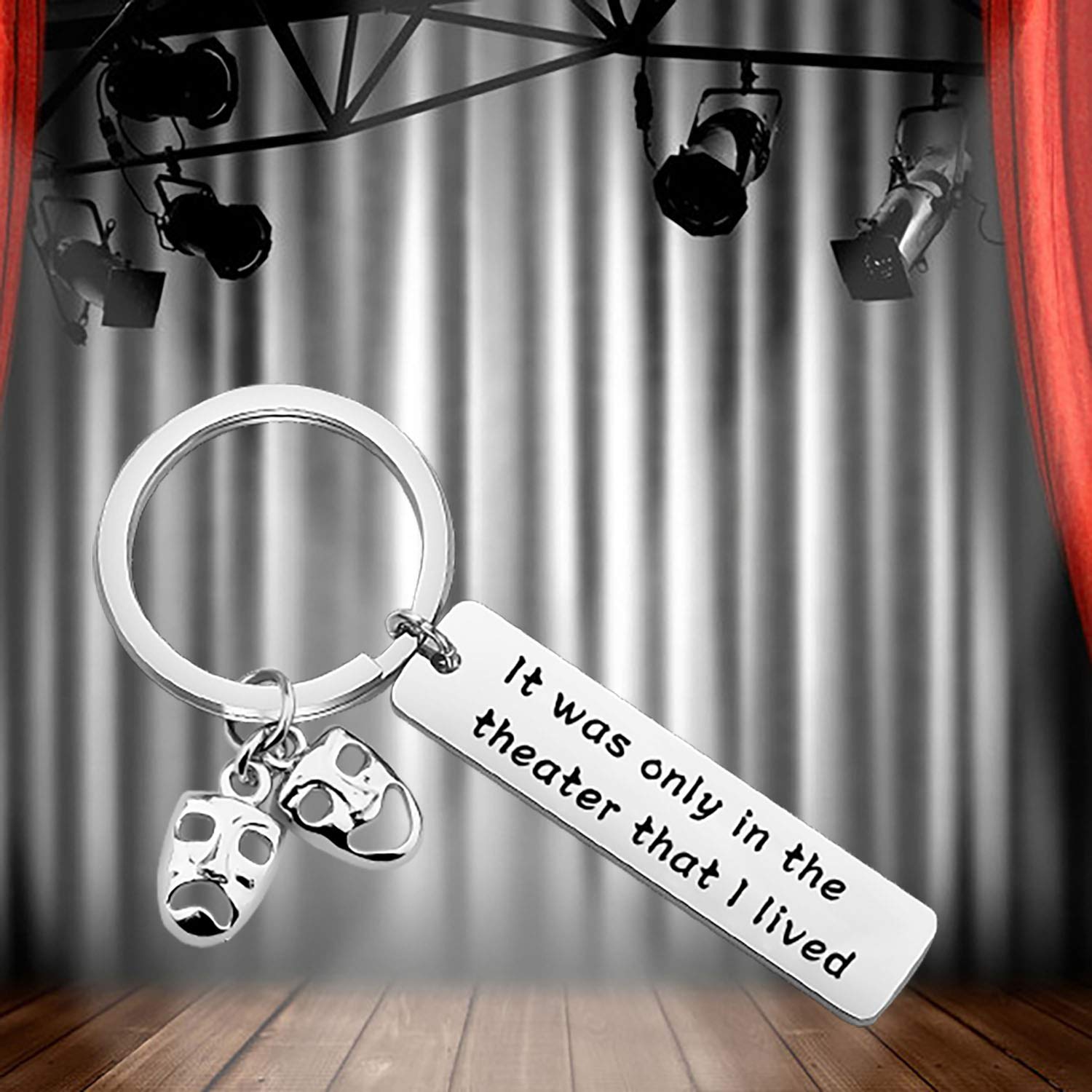 bobauna Theatre gift Theater Keychain Tragedy and Comedy Jewelry Gift (Theater Keychain)