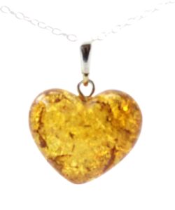 tiptopeco baltic amber pendant made with silver - heart shape - small minimalist - honey color (honey heart)