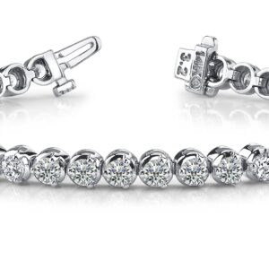 Houston Diamond District 4 Carat Classic Diamond Tennis Bracelet 3 Prong 14K White Gold Premium Plus Collection