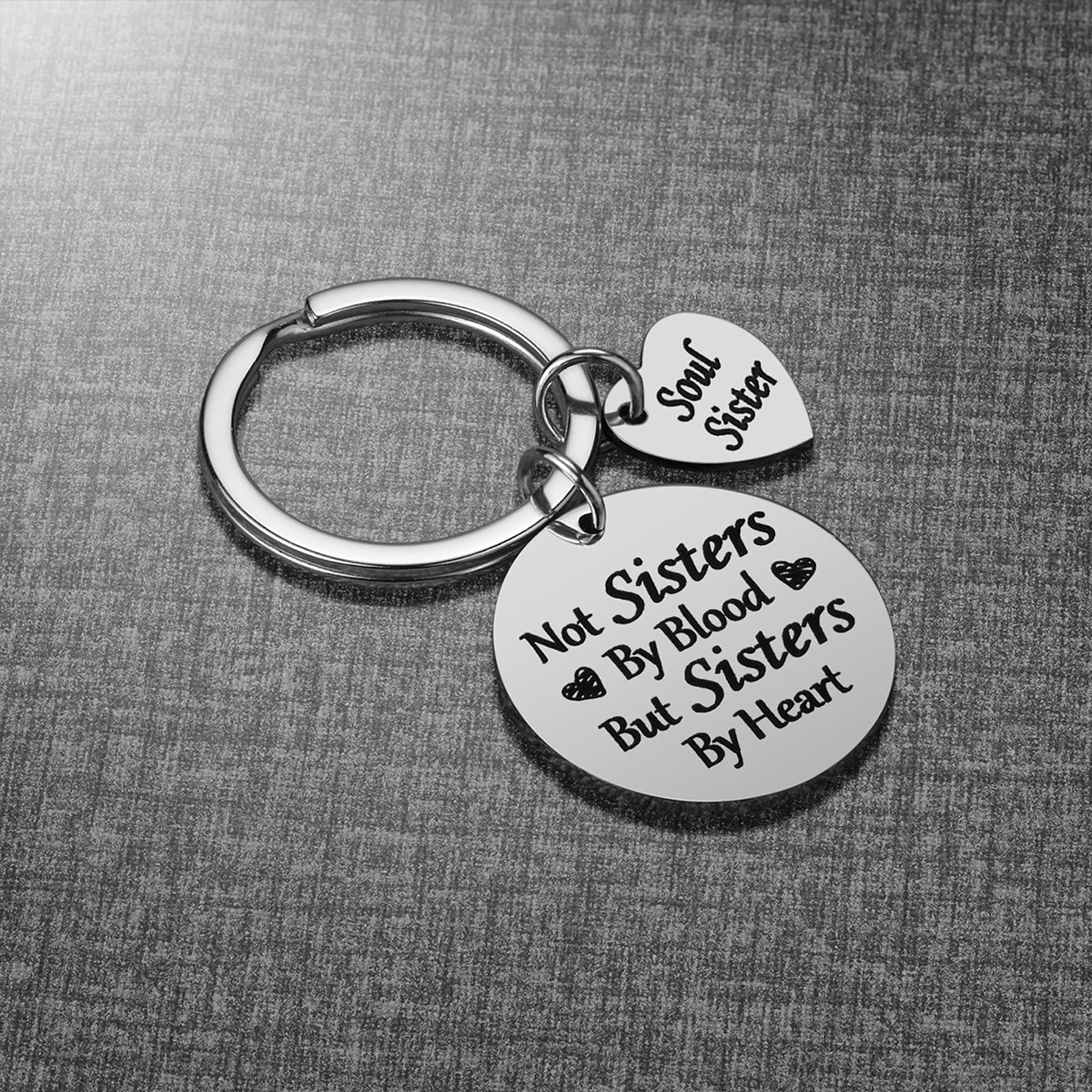 iWenSheng Friendship Gifts for Women Sister - Not Sister By Blood But Sisters By Heart Keychain, Birthday Gifts for Best Friend BFF Jewelry