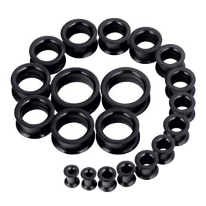 longbeauty 20pcs tunnels kit 2g-1" silicone ear skin gauges plugs ear expander stretching set