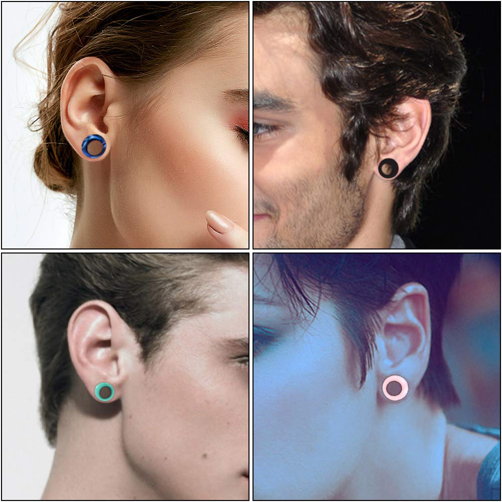 Longbeauty 20pcs Tunnels Kit 2g-1" Silicone Ear Skin Gauges Plugs Ear Expander Stretching Set