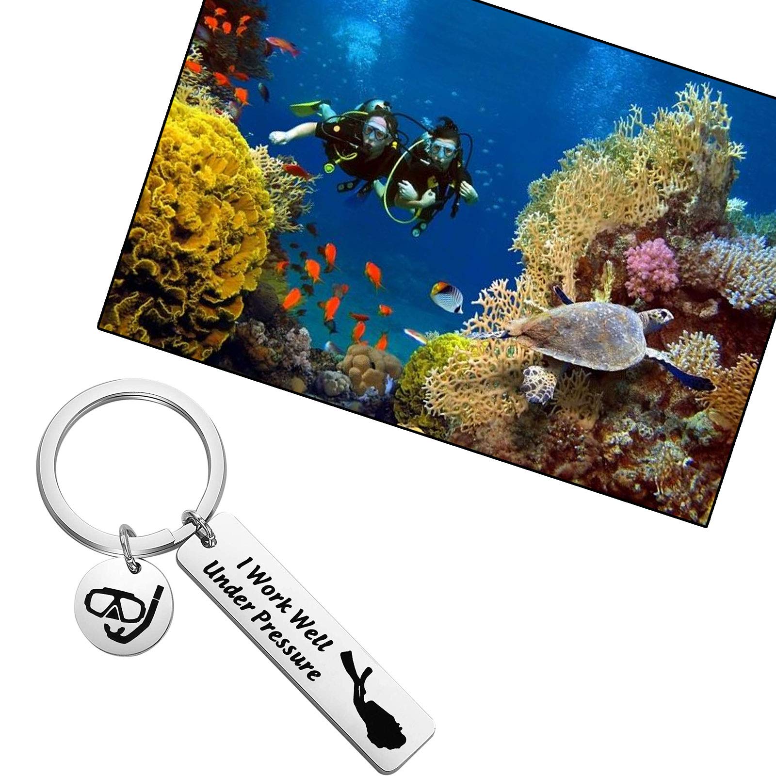 CHOORO Scuba Diving Gift Scuba Diver Gift I Work Well Under Pressure Keychain Extreme Sports Jewelry Great Gift for Divers (I Work Well K)