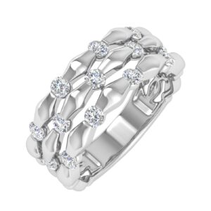 1/2 carat diamond 3 line wedding band ring in 10k white gold (ring size 7.5)