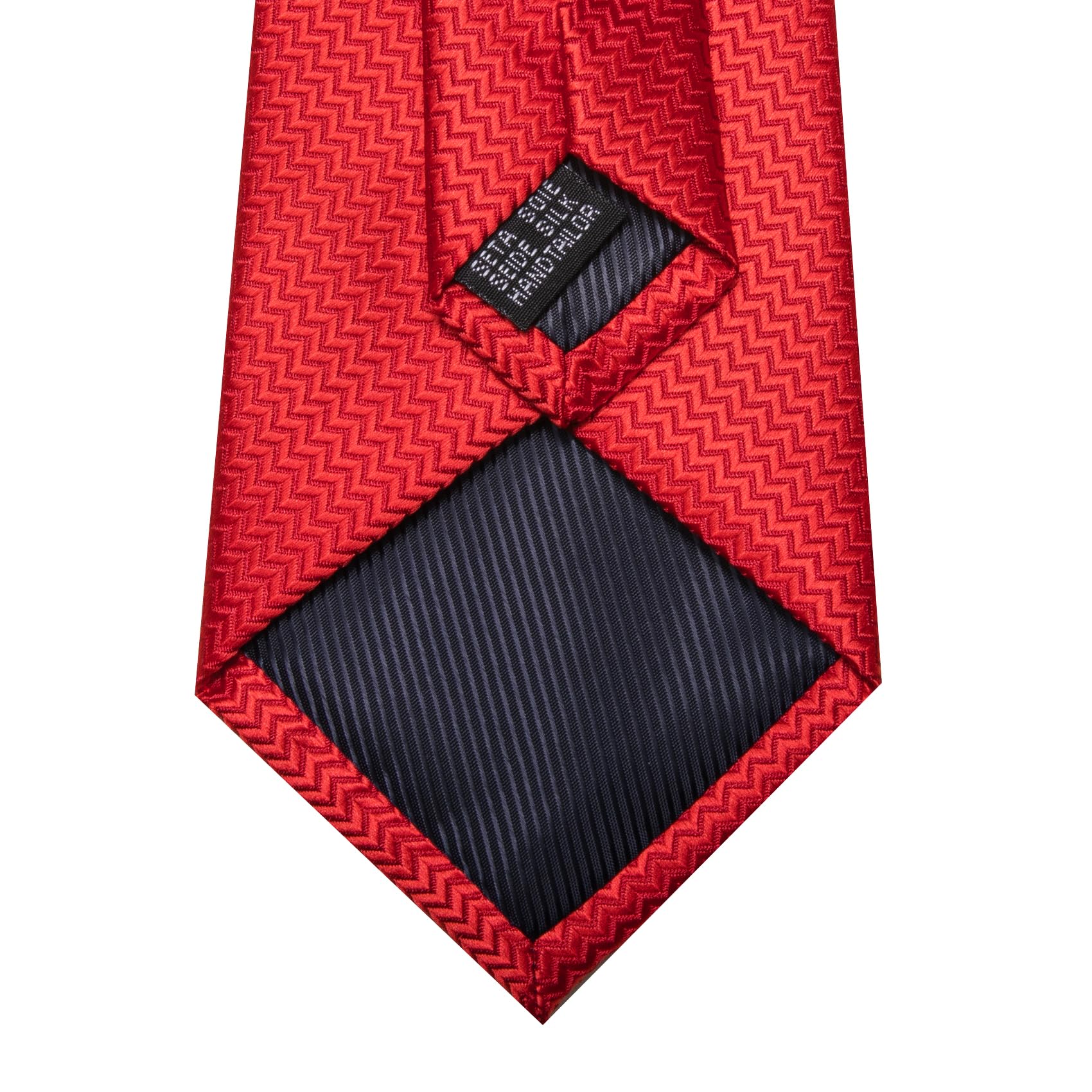 Barry.Wang Formal Red Solid Color Man Tie Set Necktie Handkerchief Cuff Links Wedding Ceremony