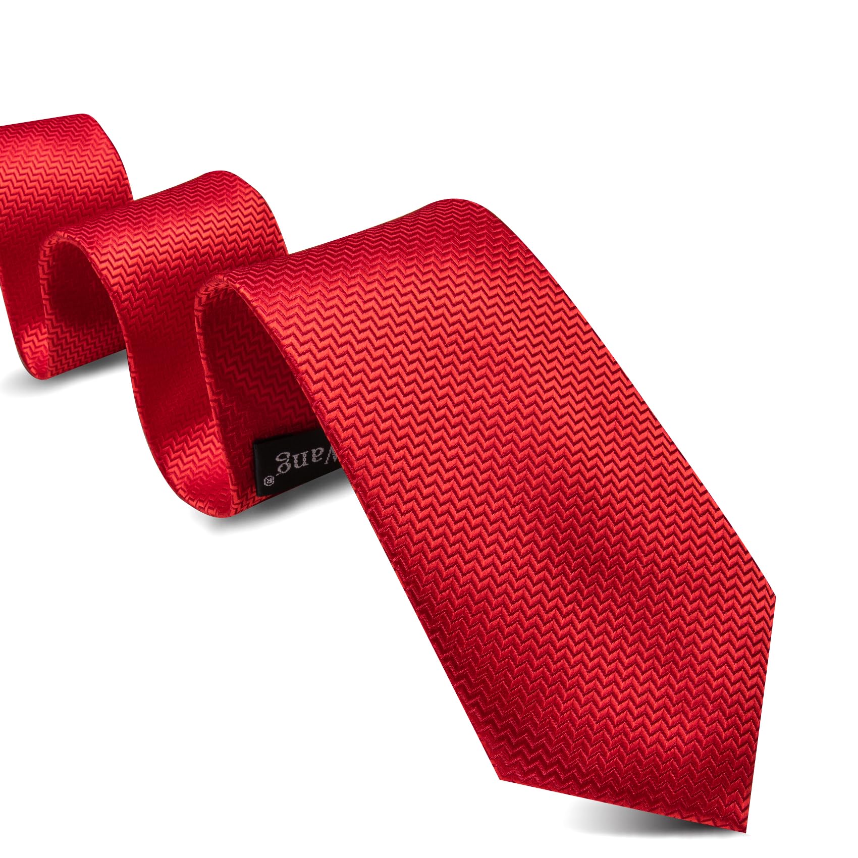 Barry.Wang Formal Red Solid Color Man Tie Set Necktie Handkerchief Cuff Links Wedding Ceremony