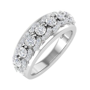 finerock 1/2 carat diamond wedding band ring in 925 sterling silver (ring size 7)