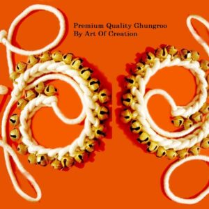 Art of Creation Ghungroo Kathak Dancing Bells Anklet Pair 25+25 Big Bells Anklet Musical Instrument For Classical Bharatnatayam Kuchchipudi Ghungroo From India (50 Bells Gold)