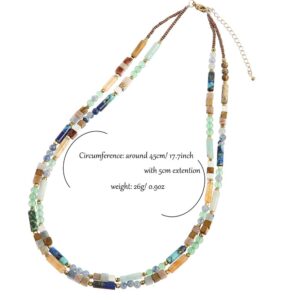 Boho Semi Precious Stone Beaded Mixed Layered Choker Necklace for Women