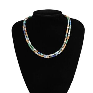 Boho Semi Precious Stone Beaded Mixed Layered Choker Necklace for Women