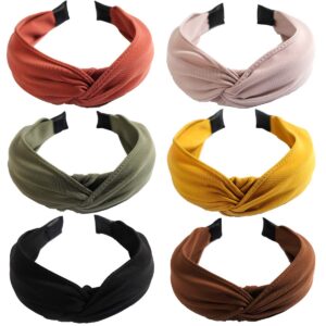 CellElection 6PCS Top Knot Headband for Women Wide Knotted Headbands Twist Turban Headwrap Elastic Hair Band Fashion Hair Accessories for Women Girls Children