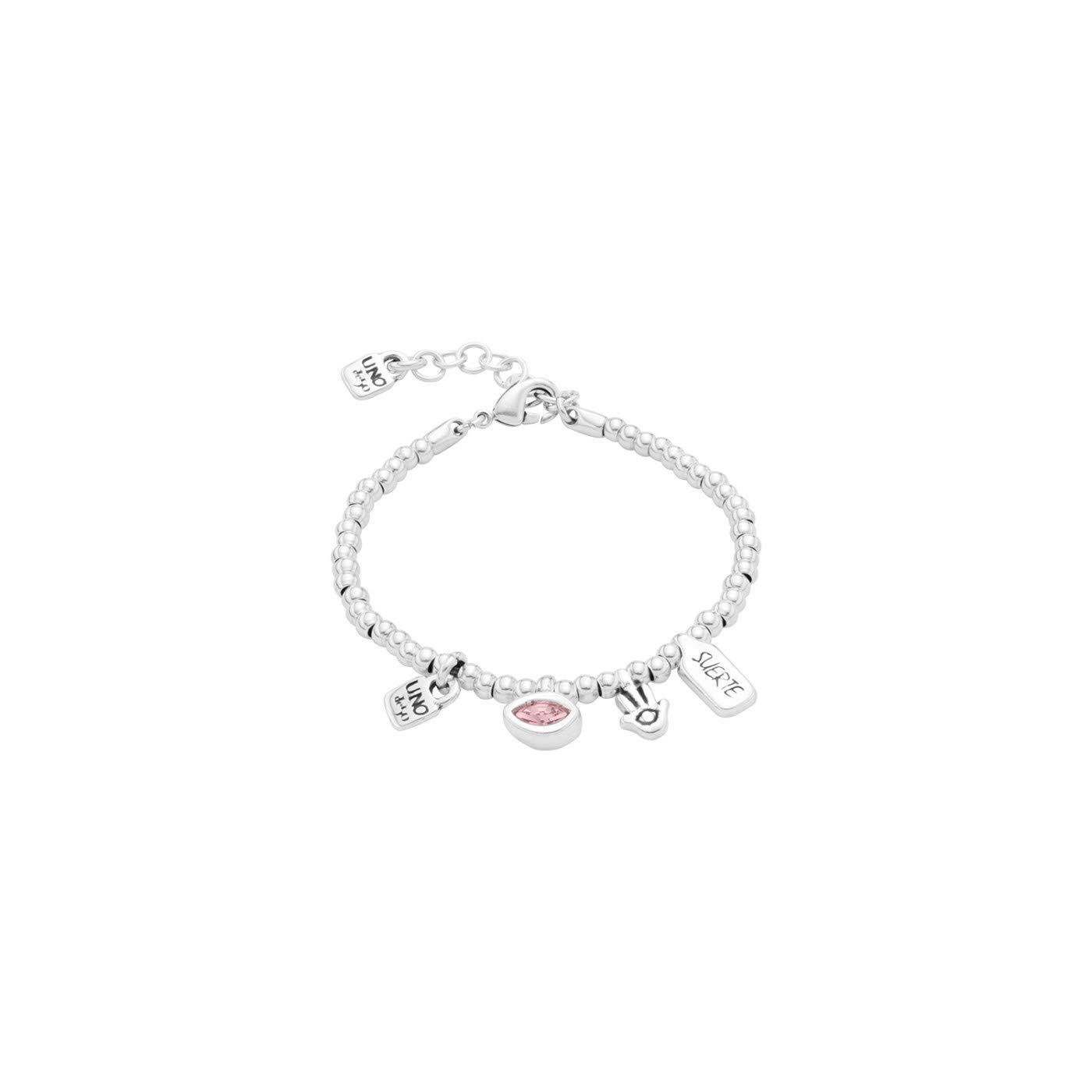 Elastic bracelet in metal clad with silver with SWAROVSKI® ELEMENTS.