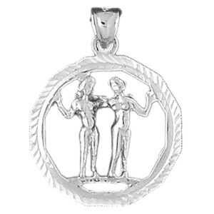 jewels obsession zodiac - gemini pendant | sterling silver 925 zodiac - gemini pendant - 33 mm