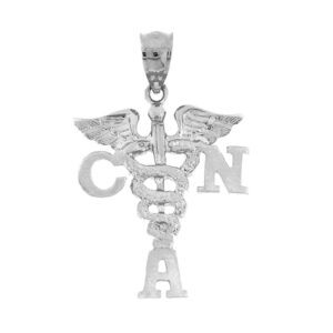 Jewels Obsession Cna Certified Nursing Assistant Pendant | Sterling Silver 925 Cna Certified Nursing Assistant Pendant - 29 mm