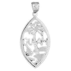 jewels obsession guam pendant | sterling silver 925 guam pendant - 39 mm