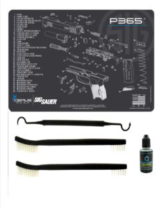 sig p365 5 pc edog cerus gear schematic (exploded view) heavy duty pistol cleaning 12x17 padded gun-work surface protector mat solvent & oil resistant & 3 pc cleaning essentials & clenzoil