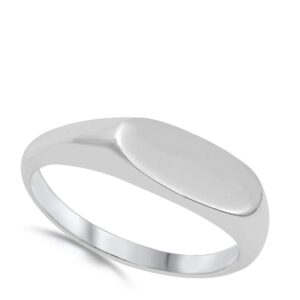 Modern Oval Engravable Signet .925 Sterling Silver Band Size 4