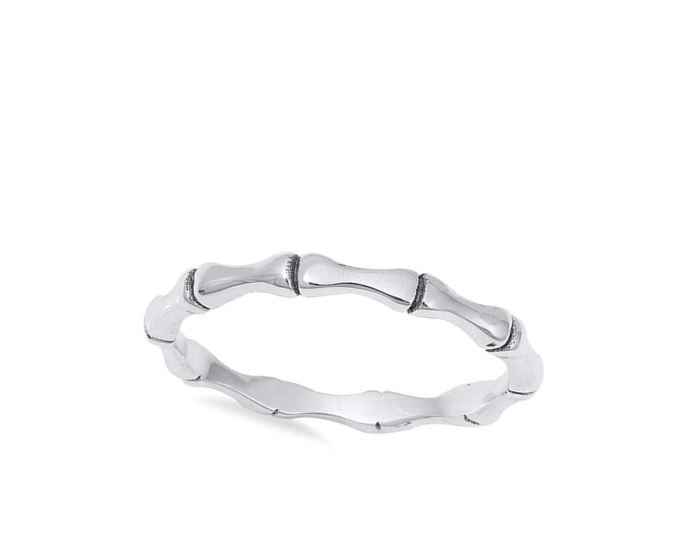 Modern Bamboo Skeleton Bone .925 Sterling Silver Band Size 10