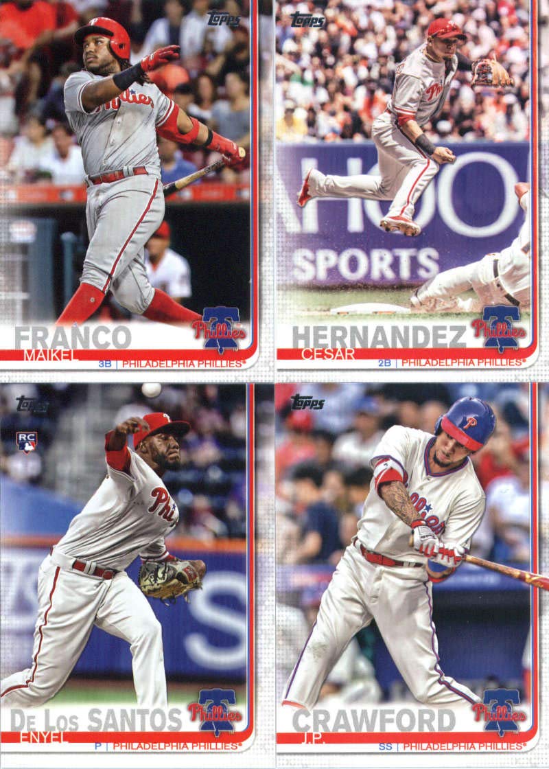 2019 Topps Master (Series 1 & 2, Update) Baseball Philadelphia Phillies Team Set of 30 Cards: J.P. Crawford(#15), Nick Pivetta(#45), Seranthony Dominguez(#127), Jake Arrieta(#144), Aaron Nola(#163), Citizens Bank Park(#187), Odubel Herrera(#224), Justin B