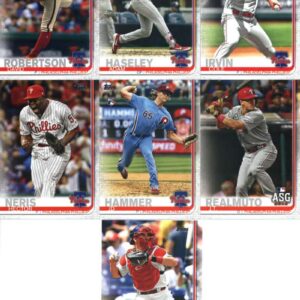 2019 Topps Master (Series 1 & 2, Update) Baseball Philadelphia Phillies Team Set of 30 Cards: J.P. Crawford(#15), Nick Pivetta(#45), Seranthony Dominguez(#127), Jake Arrieta(#144), Aaron Nola(#163), Citizens Bank Park(#187), Odubel Herrera(#224), Justin B