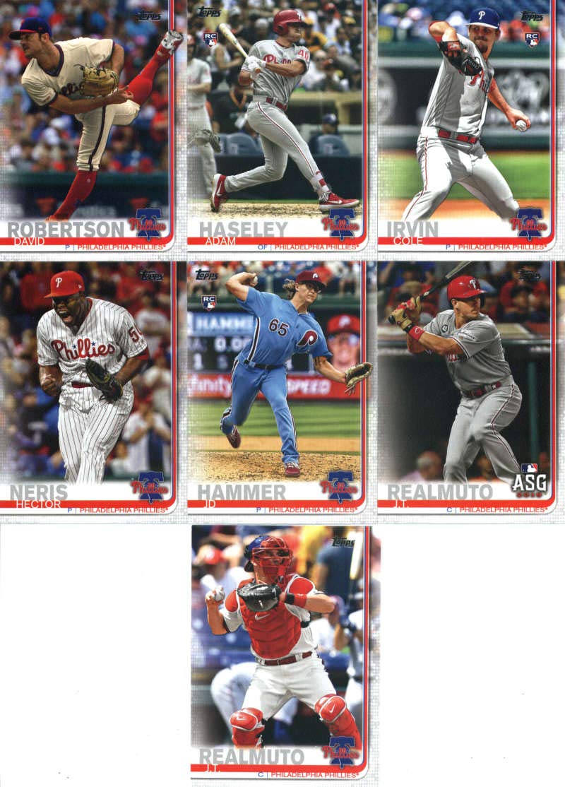 2019 Topps Master (Series 1 & 2, Update) Baseball Philadelphia Phillies Team Set of 30 Cards: J.P. Crawford(#15), Nick Pivetta(#45), Seranthony Dominguez(#127), Jake Arrieta(#144), Aaron Nola(#163), Citizens Bank Park(#187), Odubel Herrera(#224), Justin B