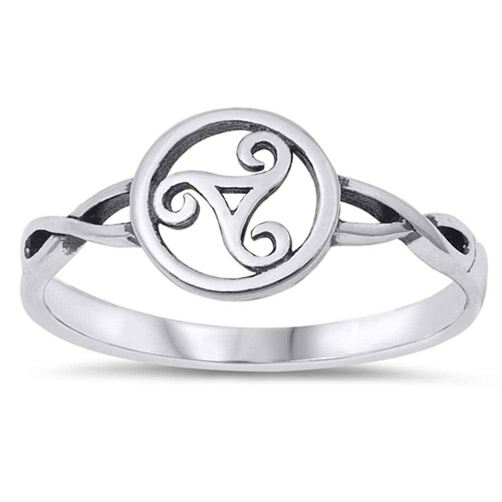 Celtic Triskele Trinity Ring New .925 Sterling Silver Band Size 4