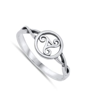 Celtic Triskele Trinity Ring New .925 Sterling Silver Band Size 4